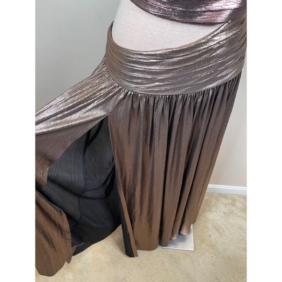 Retrofete Lia Strapless Cutout Pleated Ruched Metallic Ombre Maxi Dress Sz Small - Picture 5 of 8